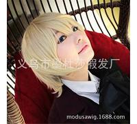 SEIZIS Cosplay Black Deacon Male pipels Gold Short Curly high Temperature Tower Pack Wholesale CO Animation Short Hair Cosplay Anime Wig Coser