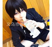 SEIZIS Cosplay Wig Short Straight Hair Volleyball Teenager Shadow Mountain Flying Andro COS Oblique Black Fiber Cover Wholesale Cosplay Anime Wig Coser