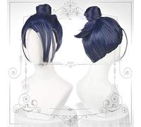 SEIZIS Fire Emblem ThreeHouses Felix Cosplay Wigs Synthetic Hair Blue Bun Navy Bangs Beauty Tips Halloween Role Play + Wig Cap China Navy Blue Cosplay Anime Wig Coser