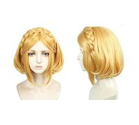 SEIZIS Game Zelda: Breath of the Wild Princess Zelda Wigs Short Blonde Heat Resistant Hair Cosplay Wigs + Wig Cap Cosplay Anime Wig Coser
