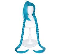 SEIZIS Jinx Cosplay Wig Blue with Turquoise Shade, Powder Arkane Wig Loose Cannon Braid with Free Wig Cap, Size 54 cm - 61 cm (21.2 - 24 inches)