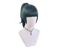 SEIZIS Maki Zenin Cosplay Wig Jujutsu Kaisen Dark Green Ponytail Heat Resistant Synthetic Hair Anime Cosplay Wigs + Wig Cap Cosplay Anime Wig Coser