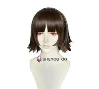 SEIZIS Persona 5 P5 Makoto Niijima Wigs Mixed Brown Hair Cosplay Wigs with Braid Heat Resistant Synthetic Hair Wigs + Wig Cap Cosplay Anime Wig Coser