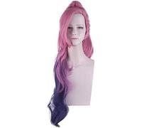 SEIZIS Perücke für Karneval Nachtleben CluI Party Dress Up Perücke Cosplay Perücke Lol Kda Seraphine Pink Gradient Dreifarbiger Pferdeschwanz Cosplay Anime Wig Coser