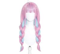 SEIZIS VTuber Hololive Minato Aqua Wig Mixed Blue Pink Braids Girls Twin Ponytails Cosplay Long Braided Hair Youtuber Role Play Cosplay Anime Wig Coser