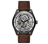 Seizmont by Trendhim Skeleton Watch Men Automatic | Black 316L Stainless Steel Case with Brown Leather Strap | Sapphire Crystal & 5 ATM Water Resistant | Danish Design