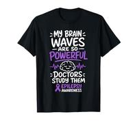 Seizure Warrior Epilepsy Awareness Purple Ribbon T-Shirt