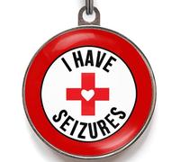 Seizures Dog Tag - Add Your Info to Back - I Have Seizures Medical Alert Pet ID - Durable Double-Sided Tag for Dogs with Seizure Disorder - 2 Sizes - 36 Colour Options - Custom Safety Tag