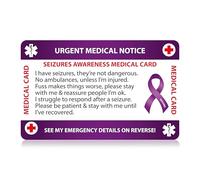 Seizures Medical Card With Writable Panel and Patterned Lanyard