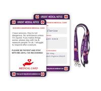 SEIZURES Medical Card with Writable Panel and Patterned Lanyard Emergency Contact Card