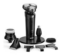 Sejoy Electric Rotary Shaver - 5 in 1 Waterproof Wet & Dry Electric Razor for Men, Beard Trimmer, Pubic Hair & Body, Rechargeable Cordless, Black
