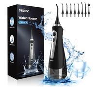 Sejoy Water Flossers for Teeth Cordless, Water Flosser Rechargeable Portable, Oral Irrigator for Braces, 5 Modes and 8 Tips, IPX7 Waterproof, Detachable 230ML Water Tank, for Travel and Home