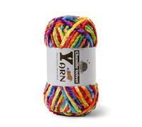 Sekafris Plush Chenille Chunky Yarn - Fluffy Velvet Yarn for Crochet & Knitting - Soft Baby Yarn - Amigurumi Crochet Yarn 100g (87yds) Rainbow