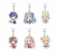 Sekai Acrylic Keychain 6pcs Set Cute HatsuNe MK,Kagamine Rin,Kagamine Len,Megurine Luka Figure Pendant Keyrings Key Accessories Cell Phone Pendant Bag Decoration Cos Props