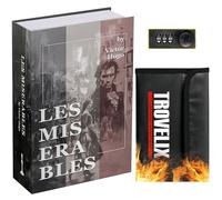 Sekam Book Safe with Combination Lock, Hidden Safe (24 x 15 x 5.5 cm) with Fireproof Bag, Secret Diversion Safe, Hollow Book Box Hidden Storage, Money Safe Box for Cash (Les Miserables)