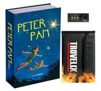 Sekam Book Safe with Combination Lock, Hidden Safe (24 x 15 x 5.5 cm) with Fireproof Bag, Secret Diversion Safe, Hollow Book Box Hidden Storage, Money Safe Box for Cash(Peter Pan)