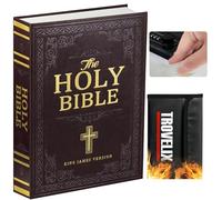 Sekam Book Safe with Combination Lock, Hidden Safe (27.7 x 19.6x 4.6 cm) with Fireproof Bag, Secret Diversion Safe, Hollow Book Box Hidden Storage, Money Safe Box for Cash (Bible L)