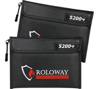 SEKAM Fireproof Bag 5200℉ Heat Insulated (9.6 x 6.6 inches), Fireproof Money Bag with Zipper for Cash (2-Pack Black)