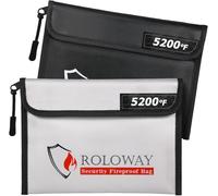 SEKAM Fireproof Bag (9.6 x 6.6 inches) 5200℉ Heat Insulated, Fireproof Money Bag with Zipper for Cash (2-Pack)