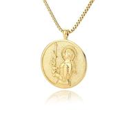 SEKDAQ Joan of Arc Athena Artemis 18K Gold Plated Necklace,Gold Medallion Queen Necklace for Women