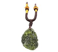 SEKDAQ Rough Moldavite Crystal Necklace,Moldavite Czech Meteorite Raw Stone Pendant,Irregular Shape,Green