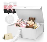 Sekepingo Large Gift Box with Lid - White Magnetic Present Box 32.5x23x10.5cm for Birthday, Wedding, Christmas, Proposal - Includes Ribbon & Card
