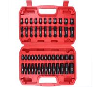 SEKETMAN 50-Piece 1/4" Inch Drive Deep and Shallow Impact Socket Set, SAE/Metric(5/32-Inch to 9/16-Inch and 4-15mm),CR-V~50BV30