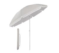 Sekey 1.6m Beach Umbrella with Cover, Portable Tilting Garden Parasol Umbrella, Small Parasol for Beach/Pool/Patio, Round Sunscreen UV20+, Pale Grey