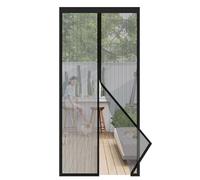 Sekey 200 x 220 cm Fishing Line Fabric Magnetic Fly Screen Door Insect Screen Magnetic Curtain Perfect for Bedroom Doors, Living Room Doors and Patio Doors, Adhesive Mounting No Drilling, Black