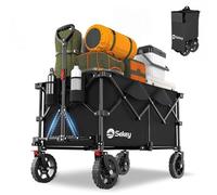 Sekey 200L Folding Festival Trolley with All-Terrain Extra Wide Wheels and Brake, Heavy-Duty Cart Loadable up to 150KG, Patented Four-Directional Foldable Design, Wagon for Beach Camping Garden, Black