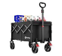 Sekey 220LBS Folding Camping Trolley, Heavy Duty 100L Large Capacity Garden Wagon Cart with All-Terrain Wheels, Lightweight Outdoor Utility Foldable Festival Trolley for Grocery, Shopping, Black
