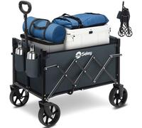 Sekey 220LBS Folding Festival Trolley on Wheels, Heavy Duty Camping trolley with All-Terrain Wheels, Portable Beach wagon, Adjustable Handle, Space-Saving Cart for Shopping Outdoor - Grey