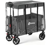 Sekey 250L Folding Camping Trolley with Removable Canopy & Rain Cover, Heavy-Duty Collapsible Wagon Cart 180KG Load, Patented Four-Directional Foldable Cart for Garden Beach, Grey