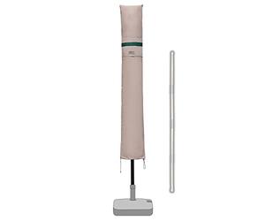 Sekey Diameter 300 cm Parasol Protective Cover with Pole, Cover for Garden Umbrella with Ventilation Holes, Cover for Market Umbrella/Balcony Umbrella, 100% Polyester, Waterproof, Khaki