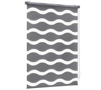 Sekey Double Roller Blind Waves Klemmfix No Drilling for Windows Double Roller Blind 90 cm Wide Duo Roller Blind Wave Blind Sun Protection 90 x 130 cm Dark Grey