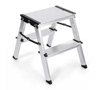 Sekey Folding Ladder Made of Aluminium, 2 Steps, Aluminium Ladder, Walk on Both Sides, Folding Ladder with Non-Slip Steps, for Household and Home, TÜV & SGS, EN131/14183, Maximum Load 150 kg