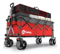 Sekey Handcart, 600D Waterproof Oxford Fabric Rust Resistant high Carbon Steel Frame Polyvinyl Chloride (PVC), Red with Grey, XXX-Large