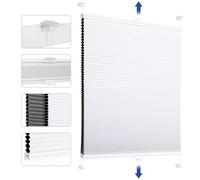 Sekey Honeycomb Pleated Blind, No Drilling, Blackout Roller Blind, 100% Blackout Opaque, Klemmfix, Aluminium Rail, Double-Sided Selectable in White and Grey, 40 x 120 cm (W x H)