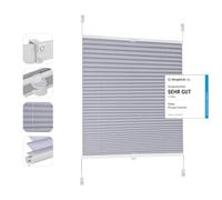 Sekey Pleated Blind, No Drilling Blackout, Window Pleated Blind Klemmfix Blind, 50 cm Wide, Tensioned Opaque Sun Protection Window Blind, 50 x 130 cm, Blue Grey