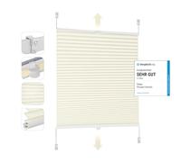 Sekey Pleated Blinds Klemmfix No Drilling 60 x 100 cm Folding Roller Blind for Door and Window Opaque Privacy Screen Sun Protection Ready Pleated Blind 60 cm Wide Beige