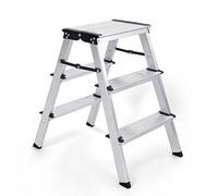 Sekey Step Ladder, 3 Steps, Double-Sided, Folding Aluminium Stepladder with Non-Slip Steps, for Household and Home, TÜV & SGS, EN131/14183, Maximum Load 150 kg