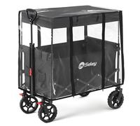 Sekey Universal Rain Cover for Folding Trolley with Canopy, 6-Zipper Clear Weather Shield for Pull-Along Cart, Roll-Up Sides, Premium Waterproof EVA, Wind & Dust Proof, 75x50x65 cm (Raincover Only)