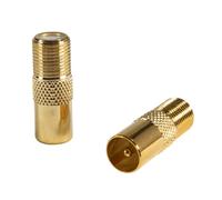 Seki 10 x F Female to IEC Plug Adapter Gold-Plated Coaxial Antenna Adapter for TV Cable Satellite Receiver RG6 RG59 F to IEC Plug Gold Contacts Metal Pack of 10