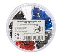 SeKi 313610 Twin Wire End Ferrules Assortment Insulated 200-Piece 0.75-2.5 mm² (50x 2 x 0.75 mm² Grey, 00 mm² Red, 50 x 2 x 1.50 mm² Black, 50x 2 x 2.5 mm² Blue) Wire End Ferrules