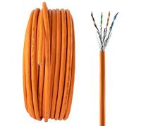 SeKi 50 m Cat. 7 Ethernet Installation Cable, Orange, Shielded, LSZH Halogen-Free, 10 Gbit, 1000 MHz, AWG23/1, Router Compatible