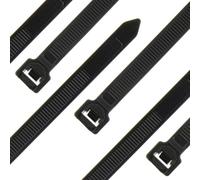 Seki Cable Ties - Pack of 100 - Black 450 x 7.6 mm Tear-Resistant up to 58.9 kg - Nylon PA6.6 - Self-Locking - Cable Tie Set for Cable Management, Household, Workshop & Industry