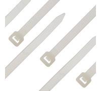 Seki Cable Ties - Pack of 100 - White/Natural 200 x 4.8 mm Tear-Resistant up to 22.7 kg - Nylon PA6.6 - Self-Locking - Cable Tie Set for Cable Management, Home, Workshop & Industry