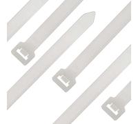 Seki Cable Ties - Pack of 100 - White/Natural 450 x 7.6 mm Tear-Resistant up to 58.9 kg - Nylon PA6.6 - Self-Locking - Cable Tie Set for Cable Management, Home, Workshop & Industry