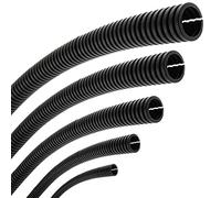 SeKi Flexible Corrugated Pipe Inner Diameter 17 mm 10 m Slotted Open Marten Protection Empty Tube Cable Protection Cable Sheath - Black