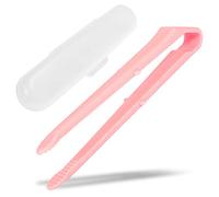 Seki Japan Chip Tong, 5.5 inch Mini Snack Food Tong Pink Plastic Body Serrated Tips with Case for Potato Chip Sweets Cookie Nuts Popcorn